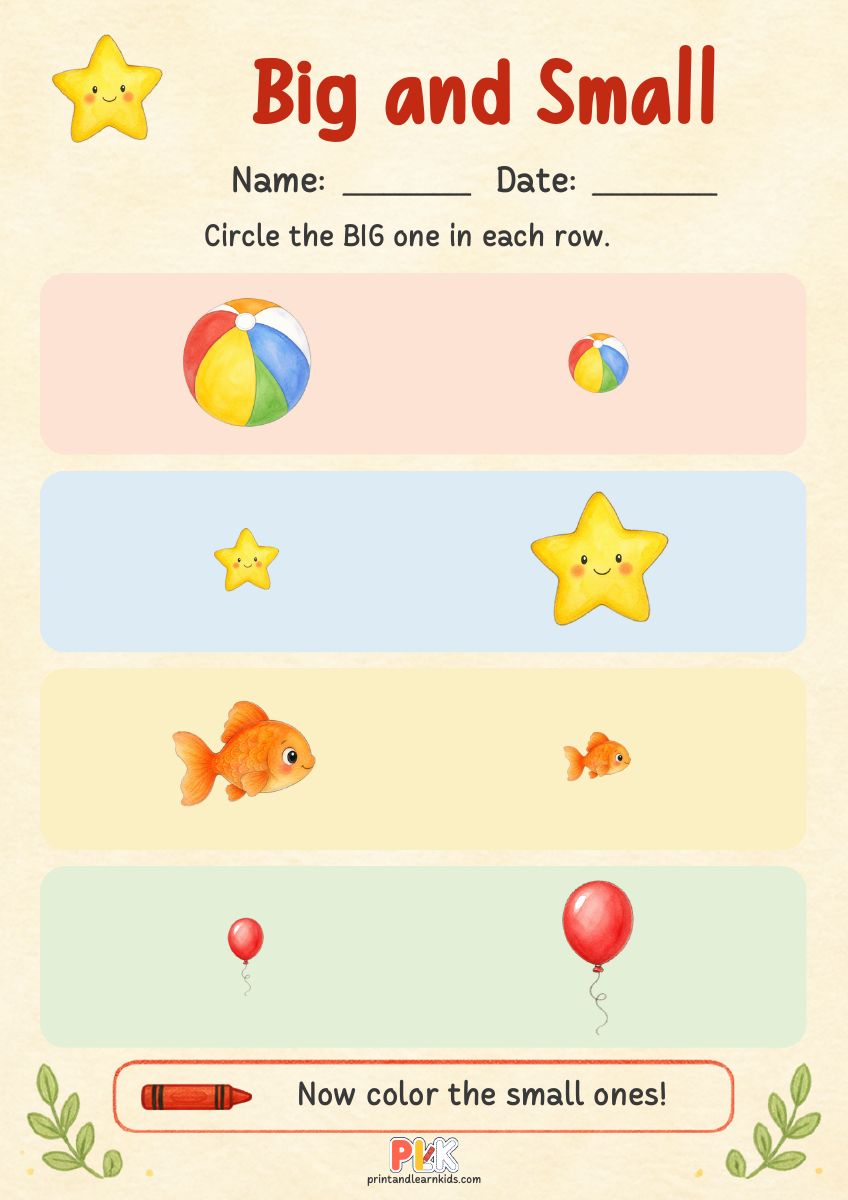 Big and Small worksheet preview