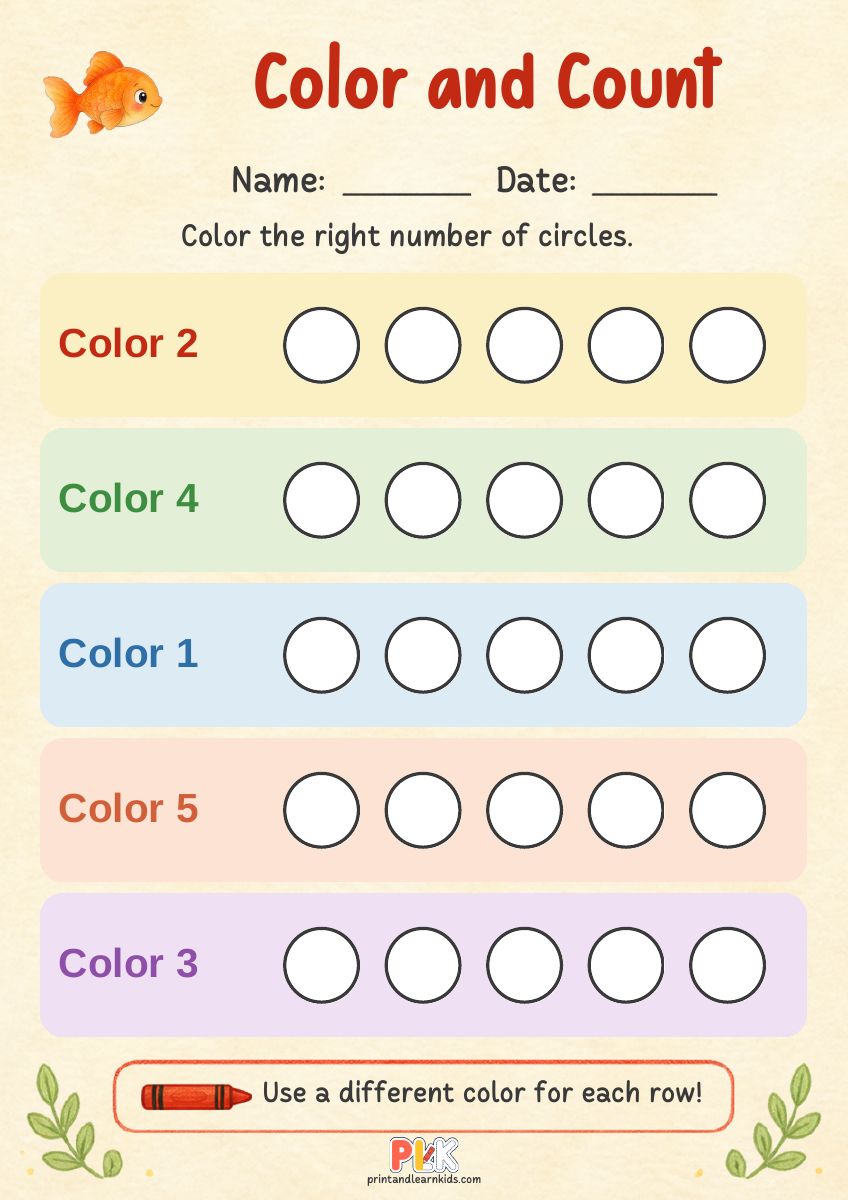 Color and Count worksheet preview