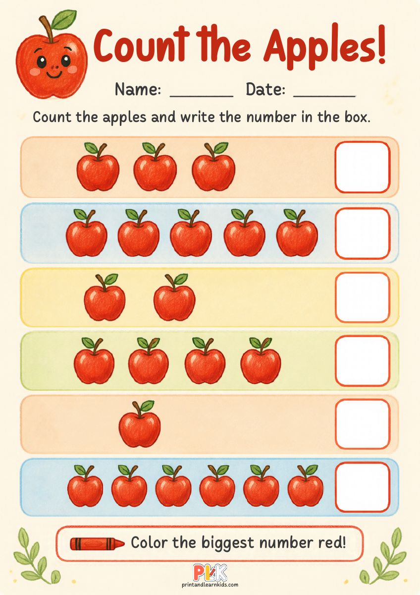 Count the Apples worksheet preview