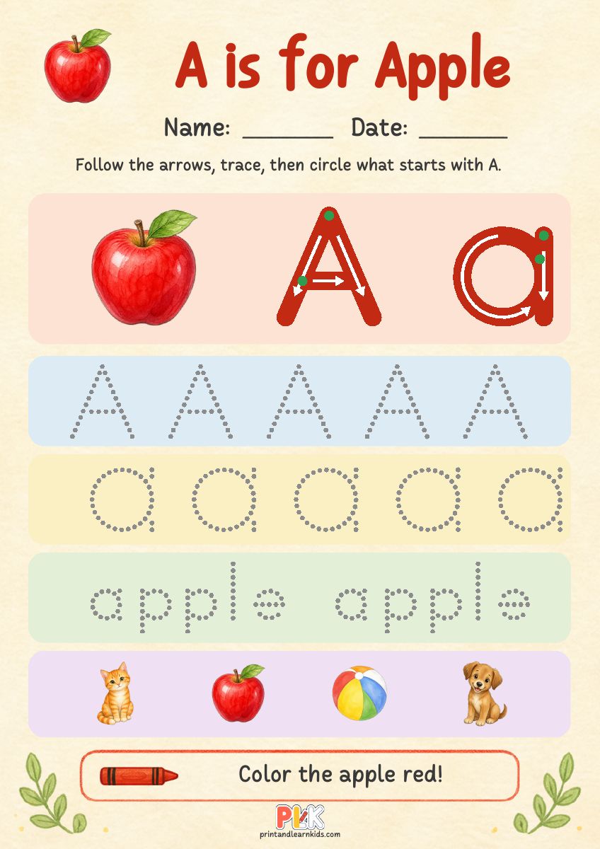 A is for Apple worksheet preview