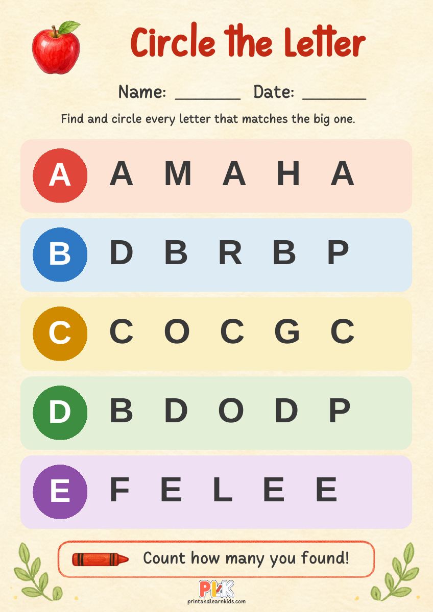 Circle the Letter worksheet preview
