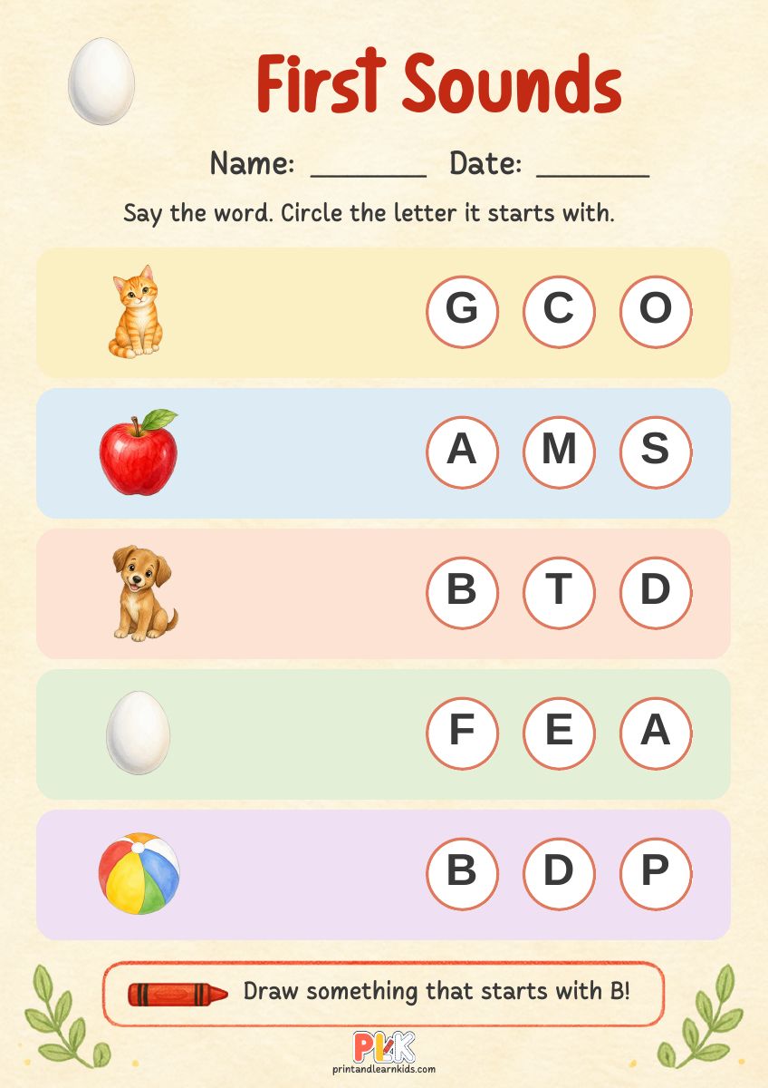 First Sounds worksheet preview