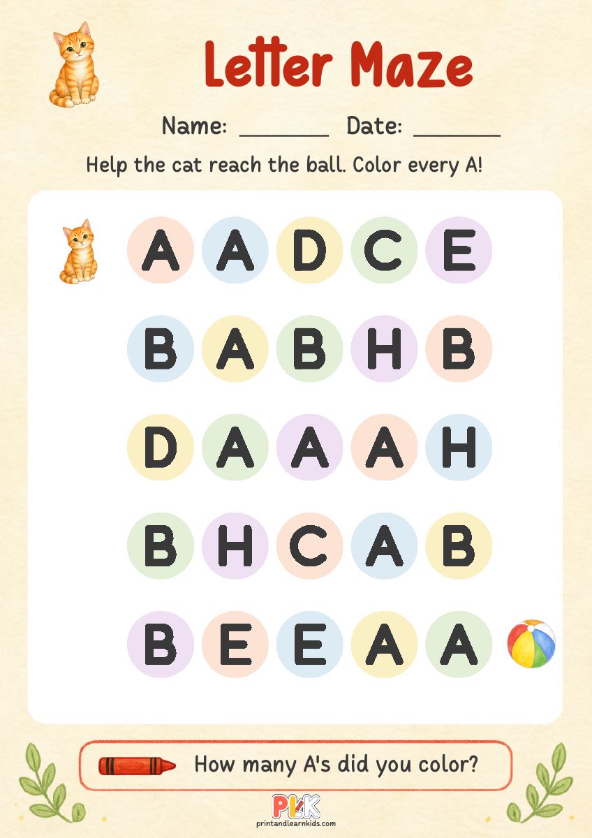 Letter Maze worksheet preview