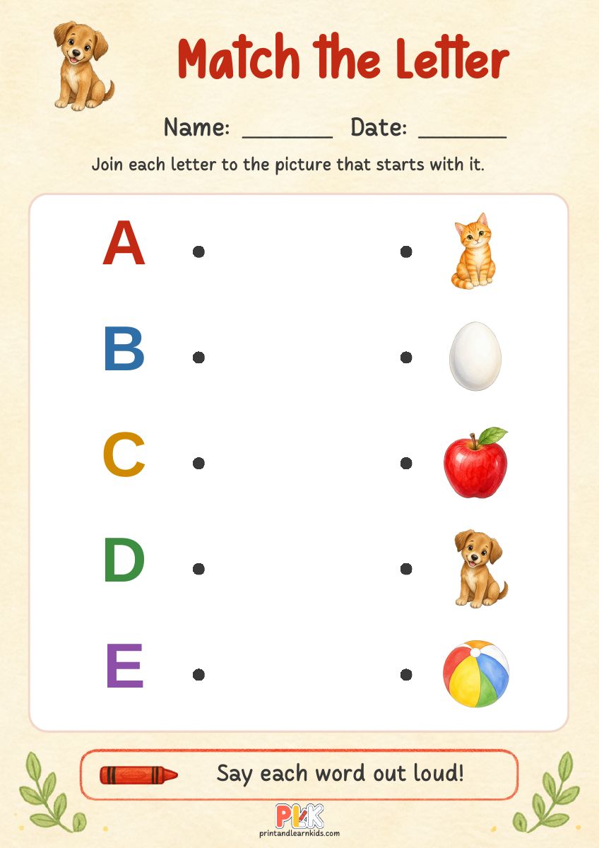 Match the Letter worksheet preview