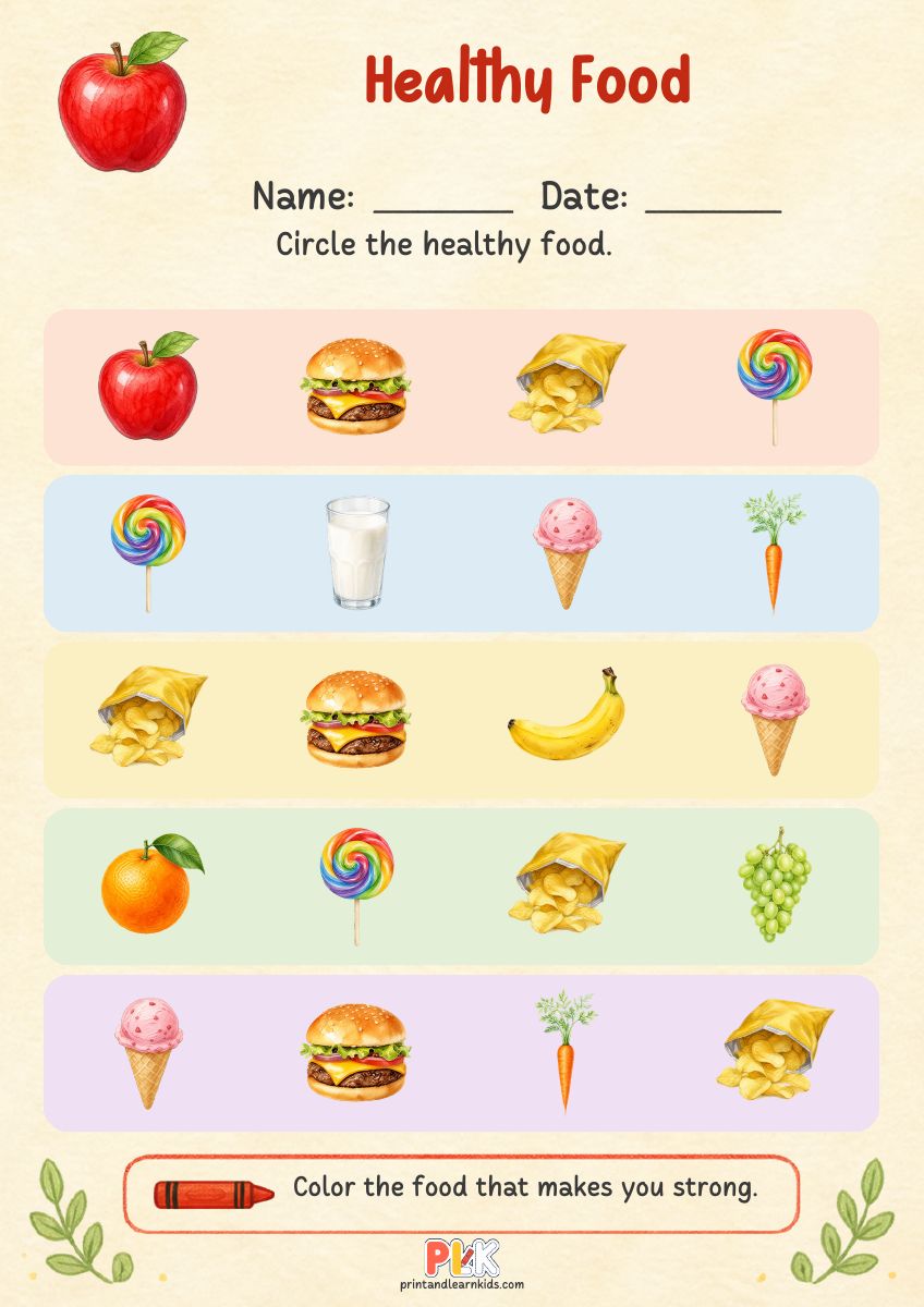 Healthy Food worksheet preview