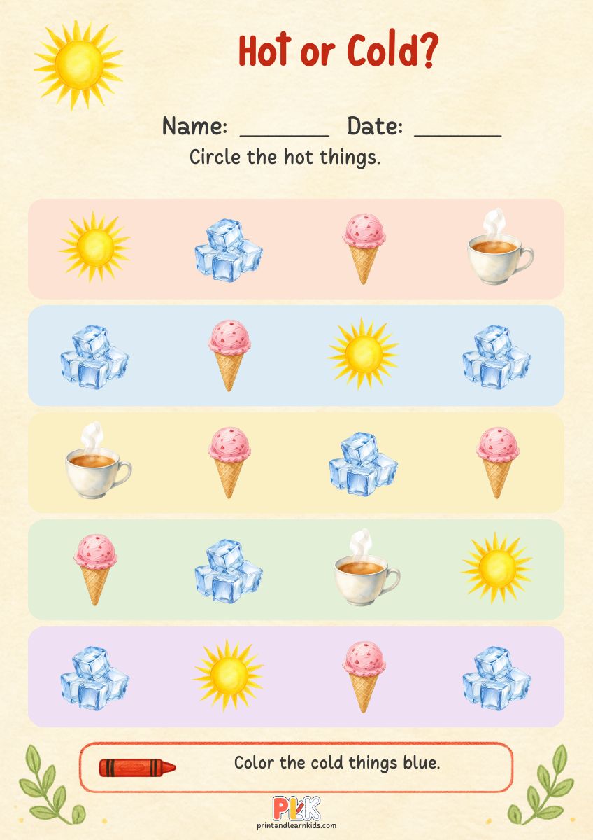 Hot or Cold? worksheet preview