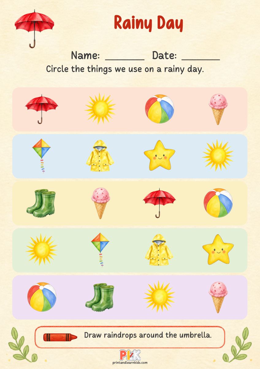 Rainy Day worksheet preview
