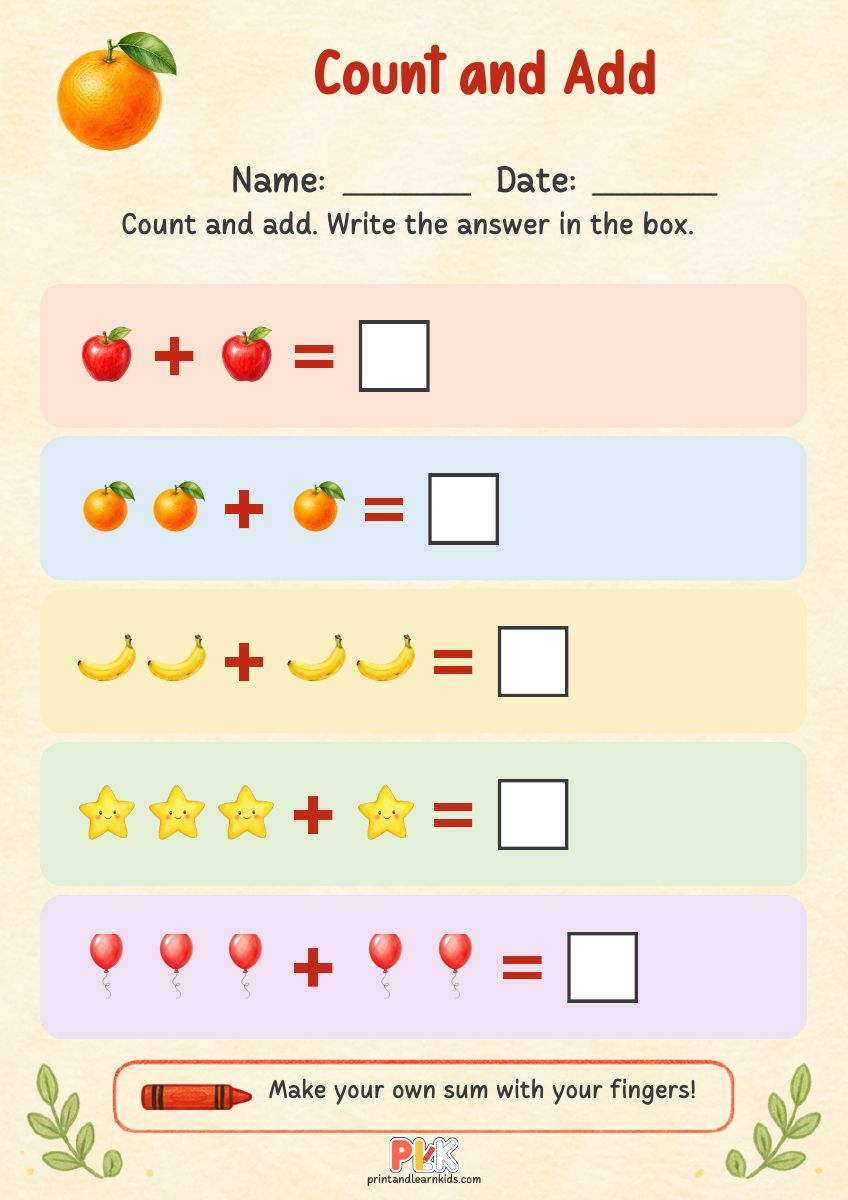Count and Add worksheet preview