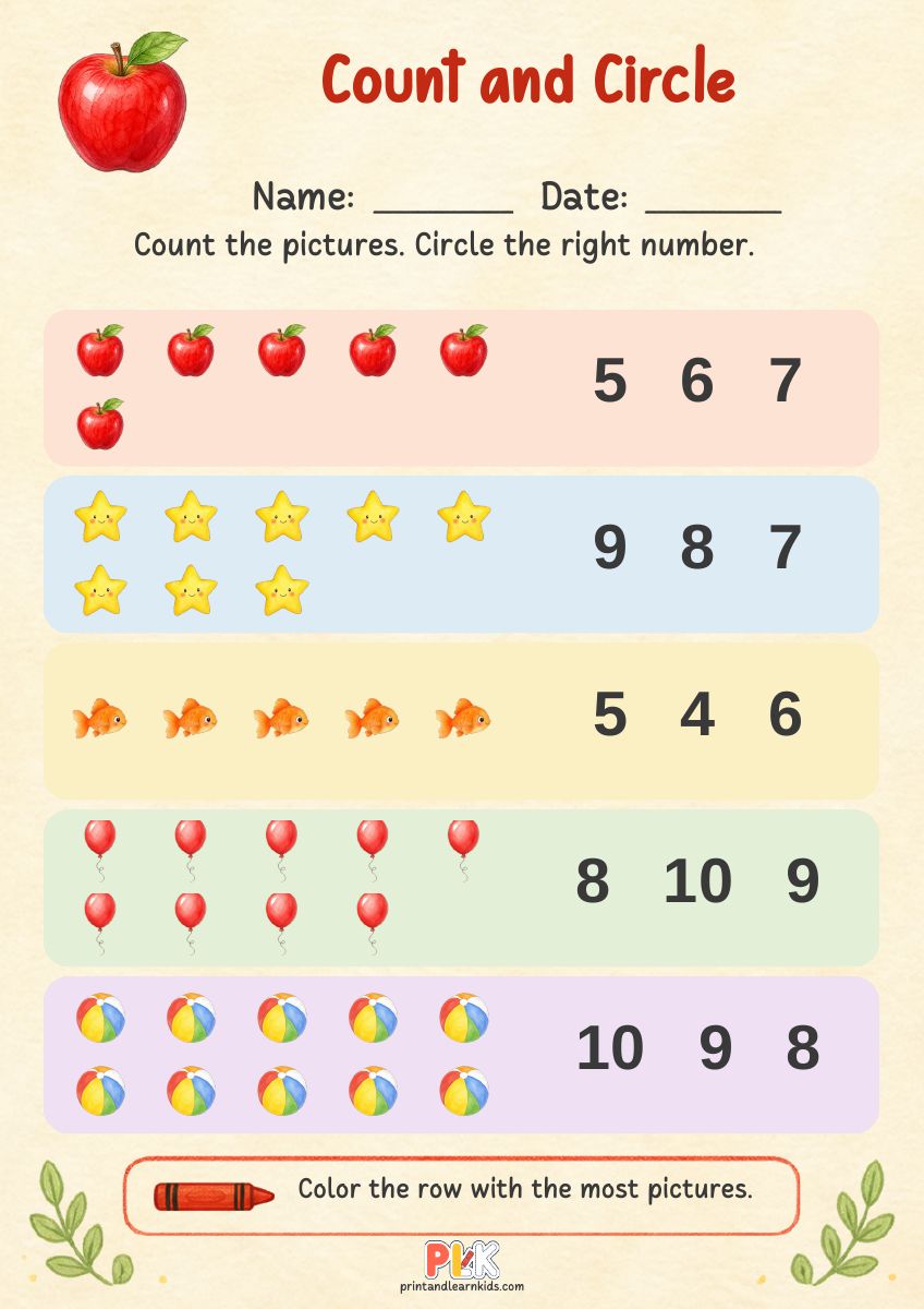 Count and Circle worksheet preview