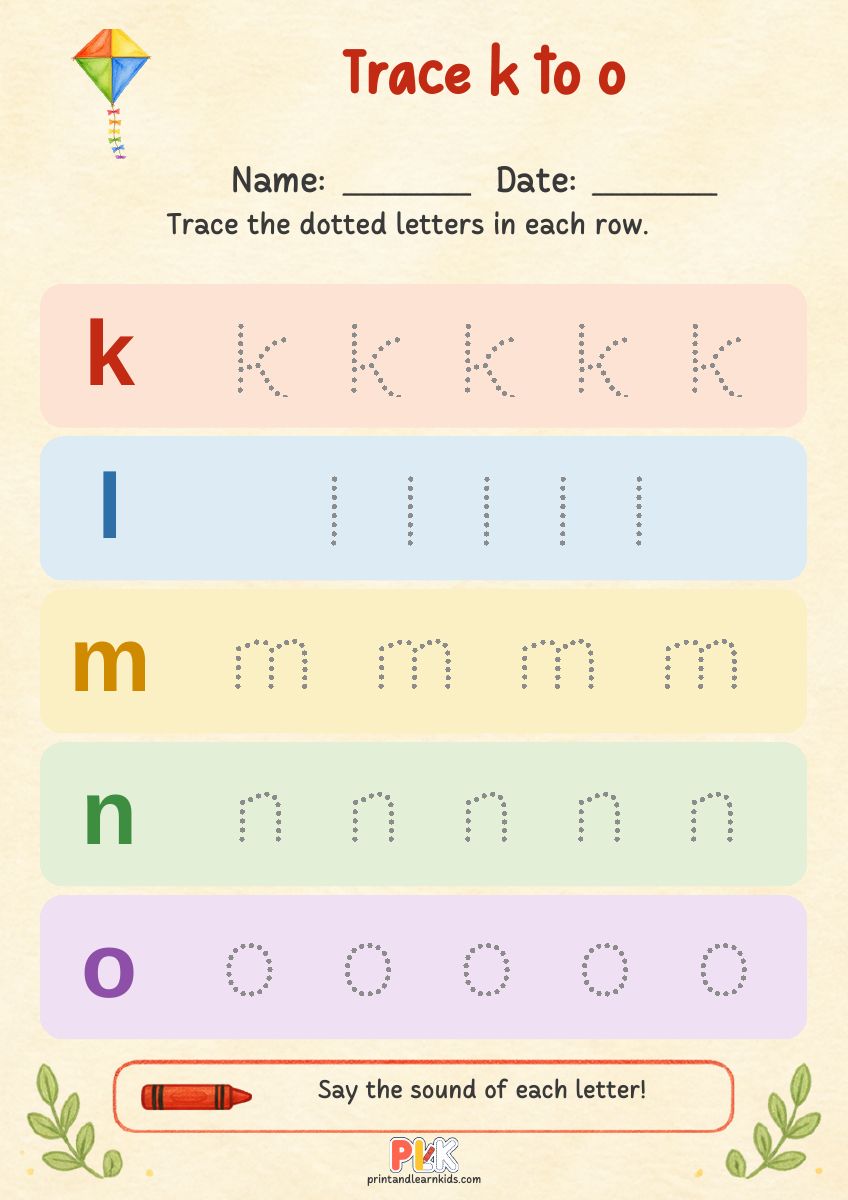 Trace k to o worksheet preview