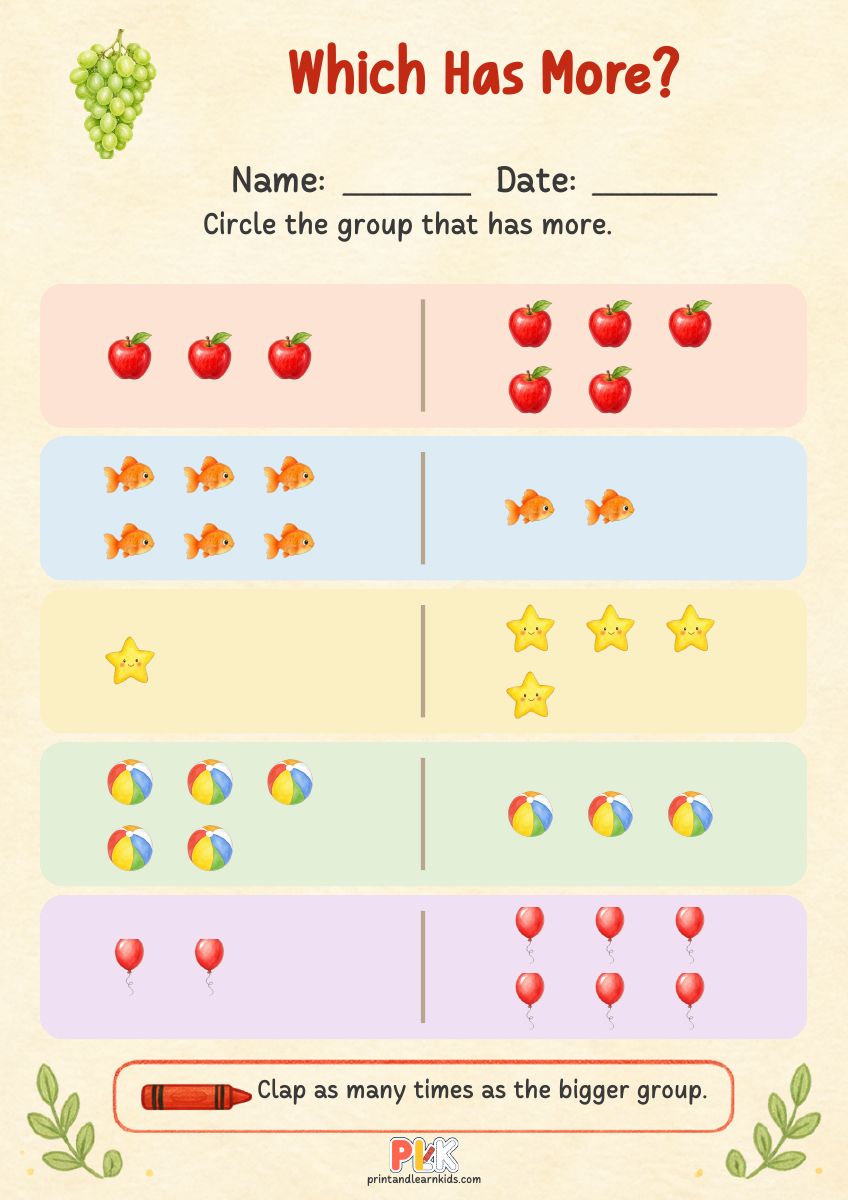 Which Has More? worksheet preview