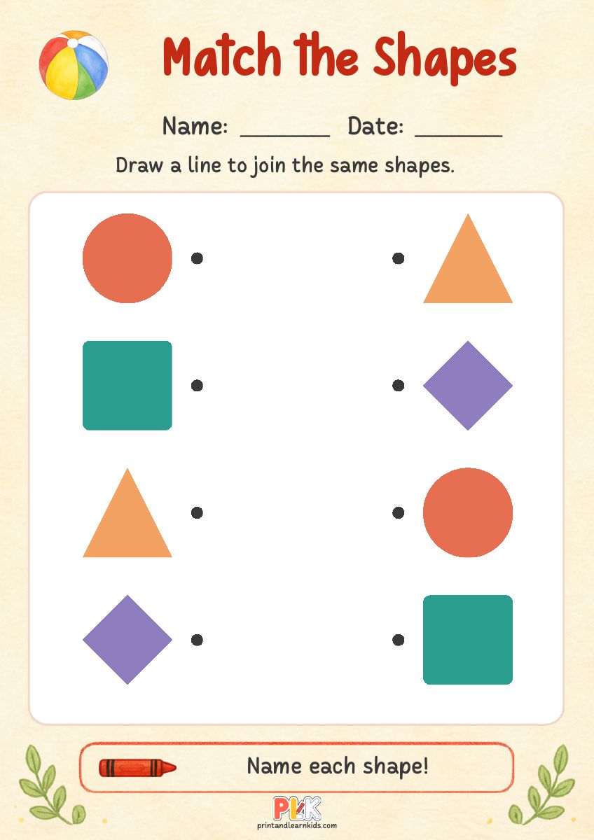 Match the Shapes worksheet preview