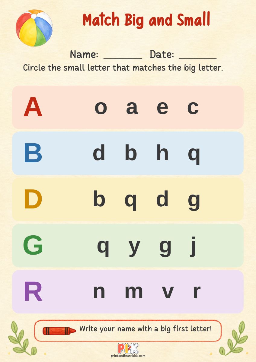 Match Big and Small worksheet preview