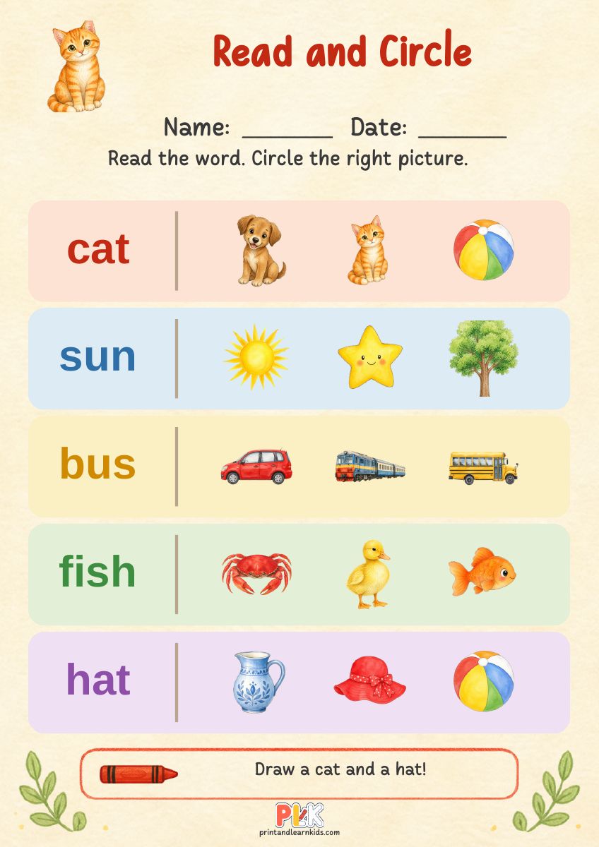 Read and Circle worksheet preview