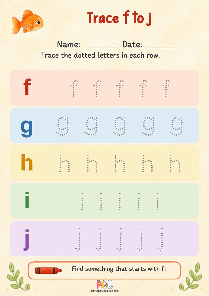 Trace f to j worksheet preview