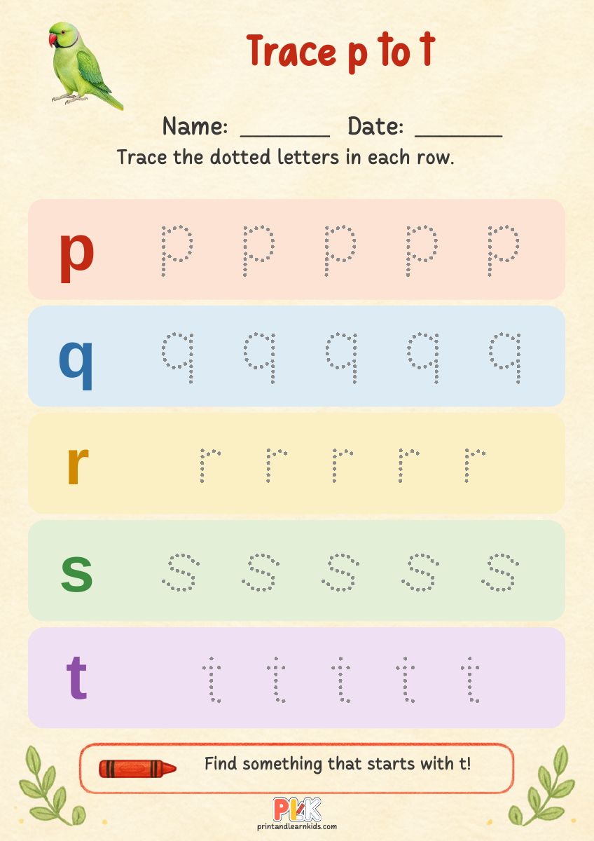 Trace p to t worksheet preview